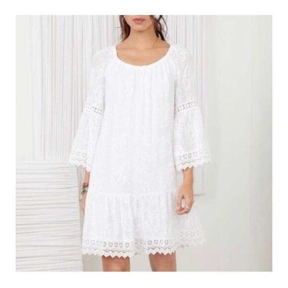 Karen Kane Mixed Lace Eyelet Dress - Picture 1 of 7